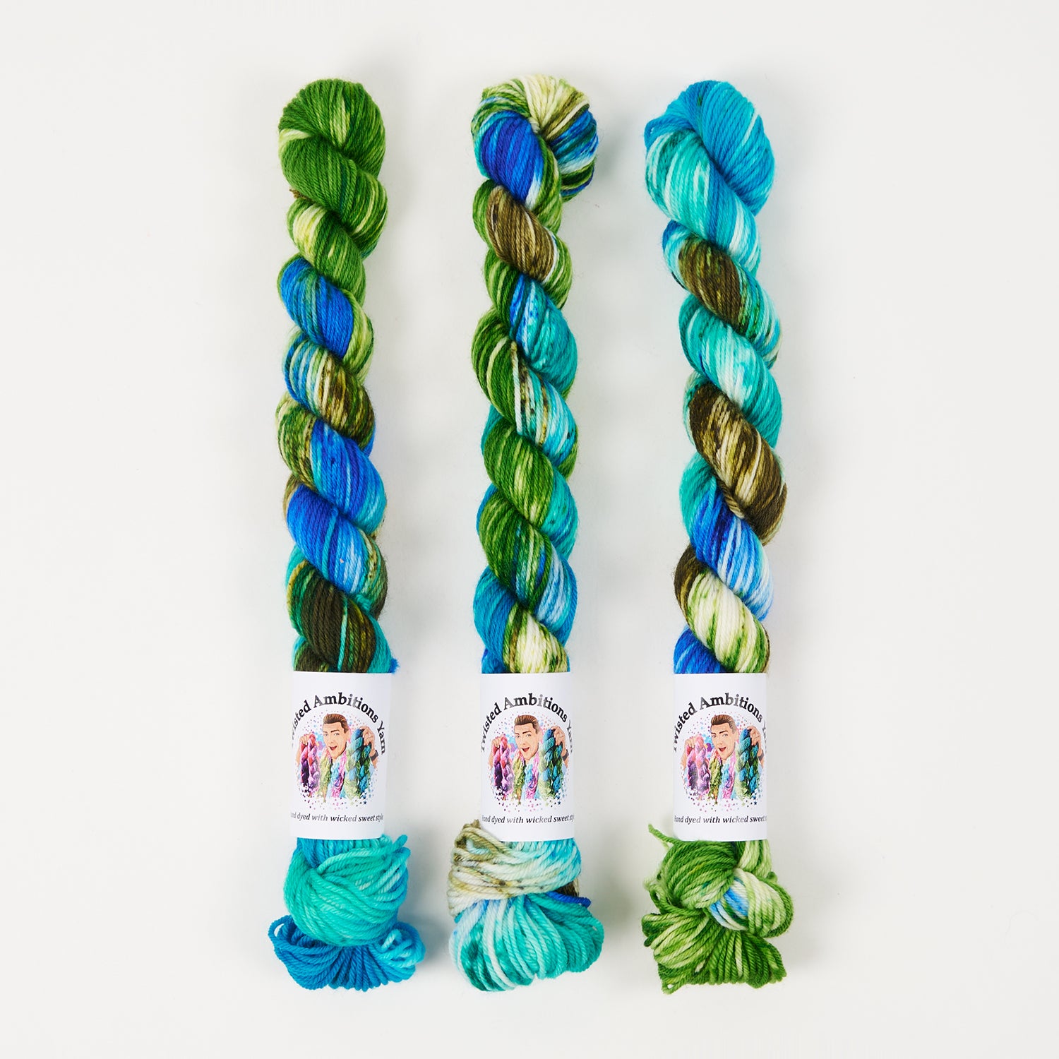 Twisted Ambitions SWEET SOCK MINI - ISLAND GETAWAY Merino wool Nylon Fingering multicolour blue green Yarn