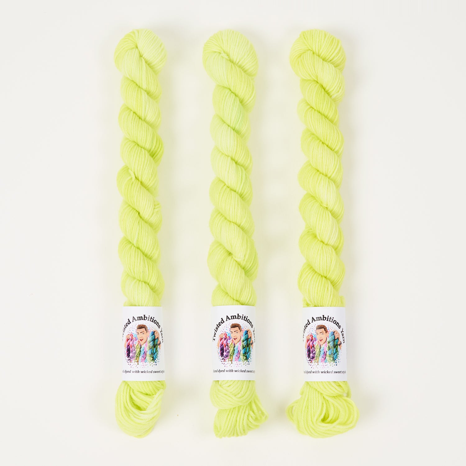 Twisted Ambitions SWEET SOCK MINI - MOONLIGHT Merino wool Nylon Fingering yellow neon Yarn