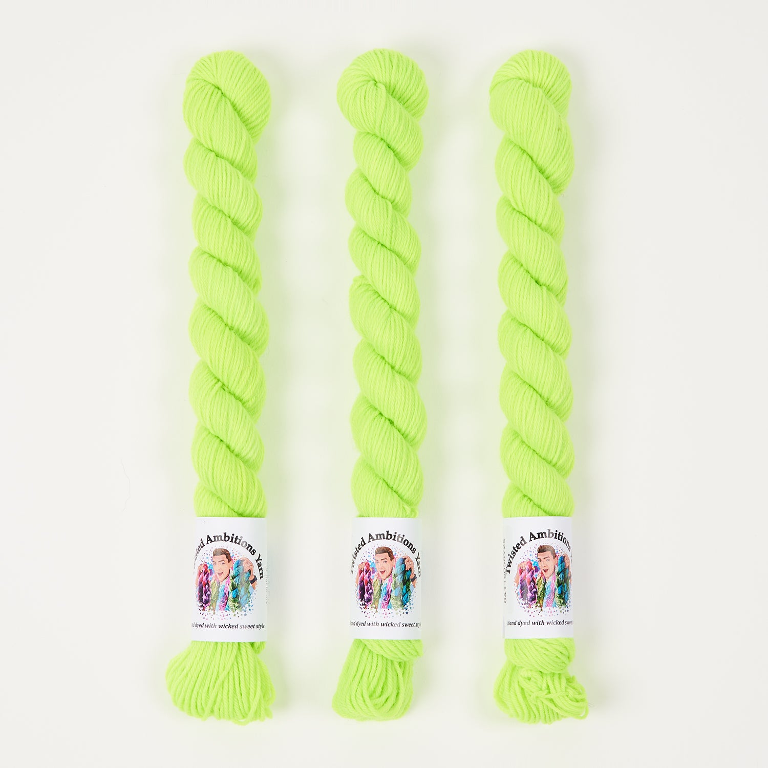Twisted Ambitions SWEET SOCK MINI - SCREAM Merino wool Nylon Fingering neon yellow Yarn