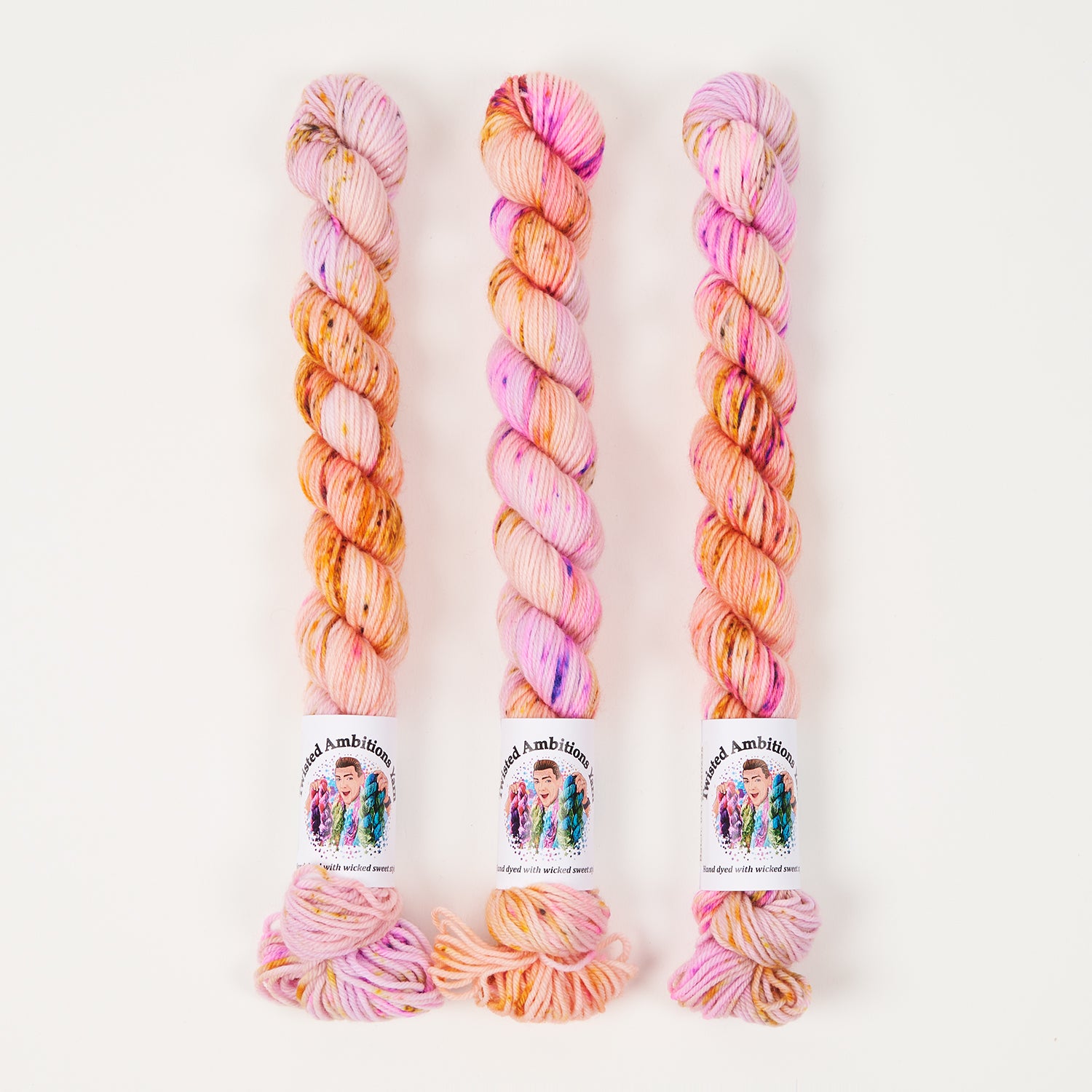 Twisted Ambitions SWEET SOCK MINI - SUNSET IN JULY Merino wool Nylon Fingering pink orange multicolour Yarn