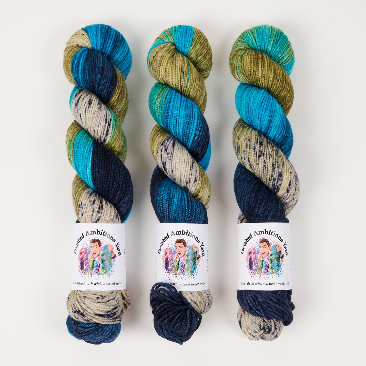 Twisted Ambitions WICKED DK - EARTH Merino wool DK blue green Yarn