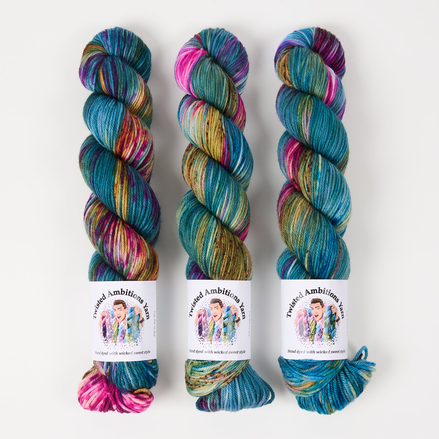 Twisted Ambitions WICKED DK - OCEAN Merino wool DK turquoise rainbow Yarn