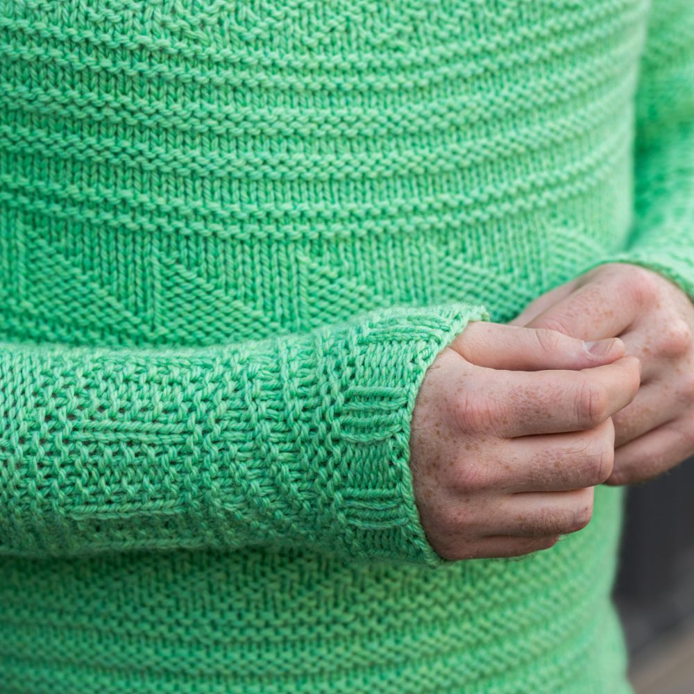 WESTKNITS SAMPLE - MINT CARGO COLLAGE SWEATER