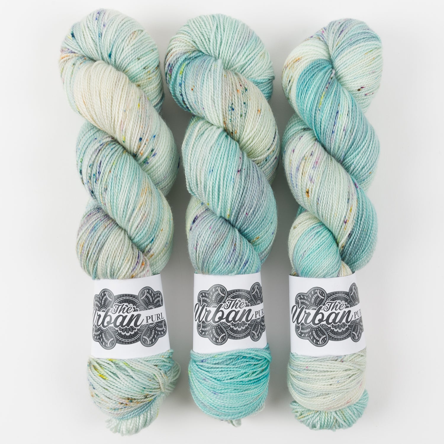 The Urban Purl LUX HI TWIST - SACRED SHORE Merino wool Silk Fingering turquoise blue Yarn