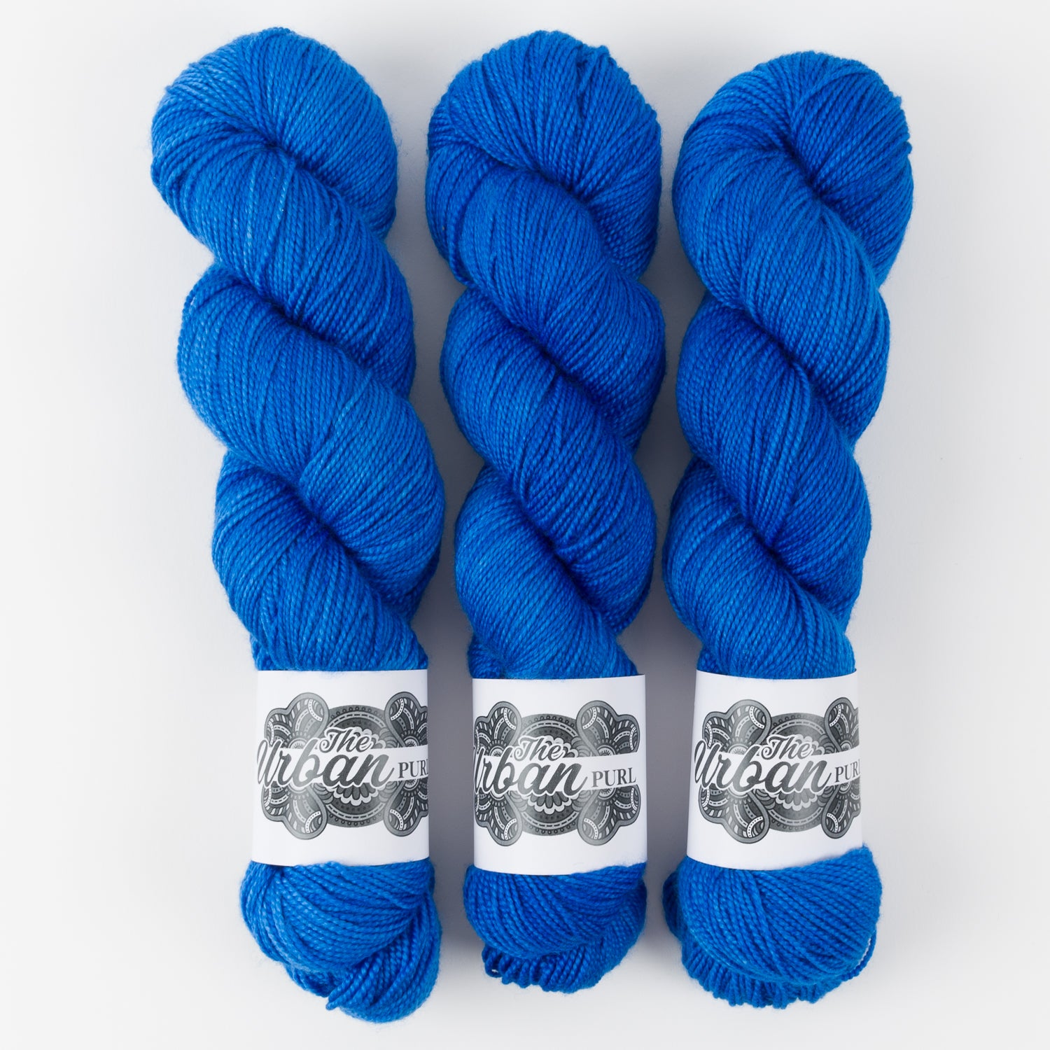 The Urban Purl LUX HI TWIST - ELECTRIC AVENUE Merino wool Silk Fingering blue Yarn