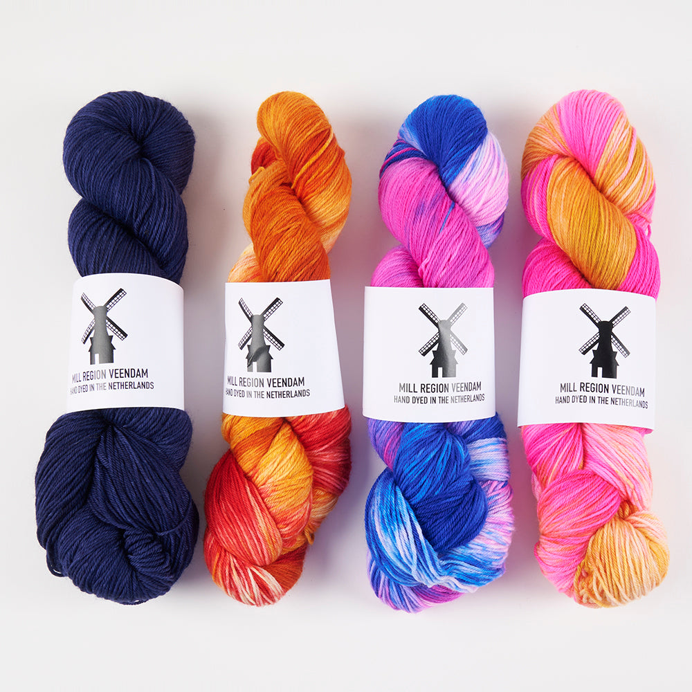 Bresni's Wool VEENDAM KIT - FIREWORKS Merino wool Nylon Fingering multicolour Quick Kits