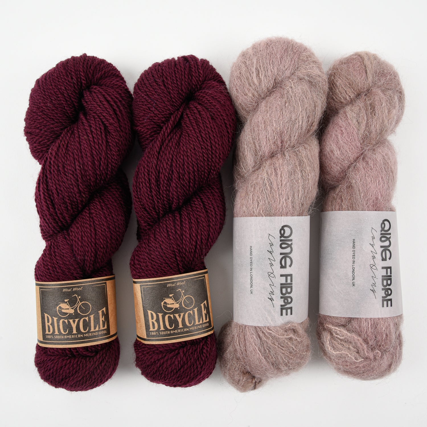 Qing Fibre VELVETEEN MUSHROOM Alpaca Merino wool Silk Mixed Weight Quick Kits