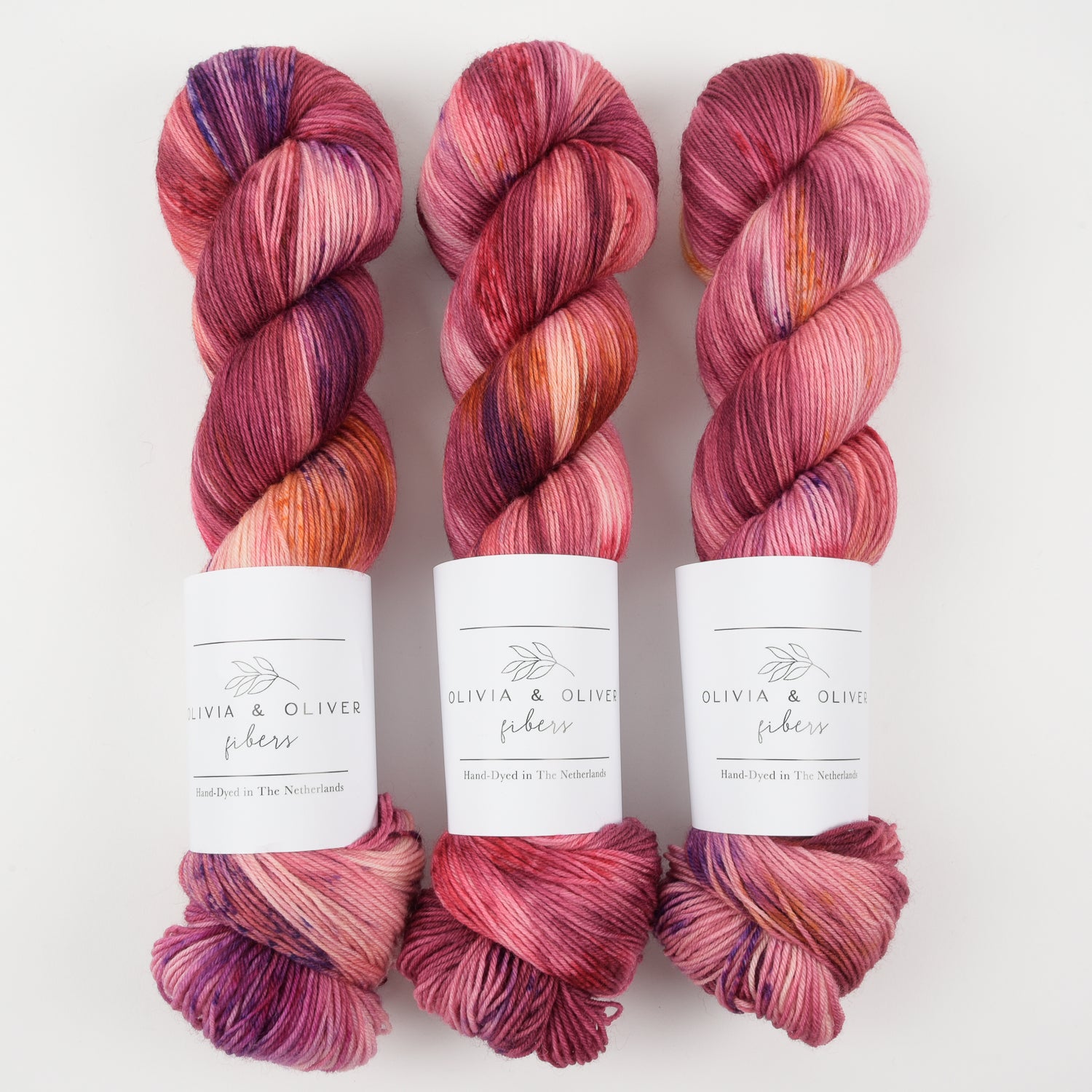 Olivia & Oliver OLIVIA BFL - VENICE SUNSETS BFL Wool Blue Faced Leicester Fingering pink Yarn