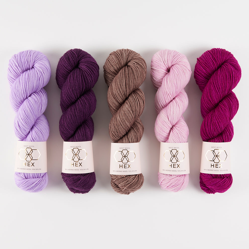 West Wool VERTICES UNITE - UNICORN FALSETTO Merino wool Nylon Fingering multicolour pink purple Westknits Kits