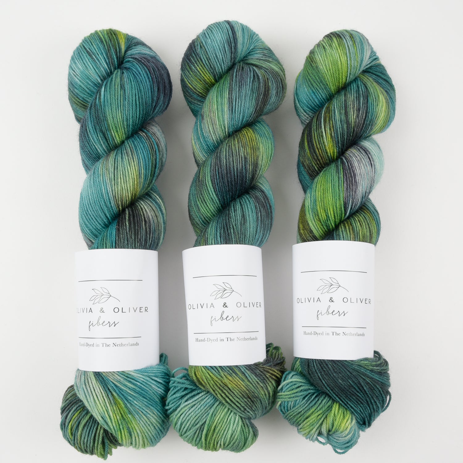 Olivia & Oliver OLIVIA BFL - WAITOMO CAVES BFL Wool Blue Faced Leicester Fingering green Yarn
