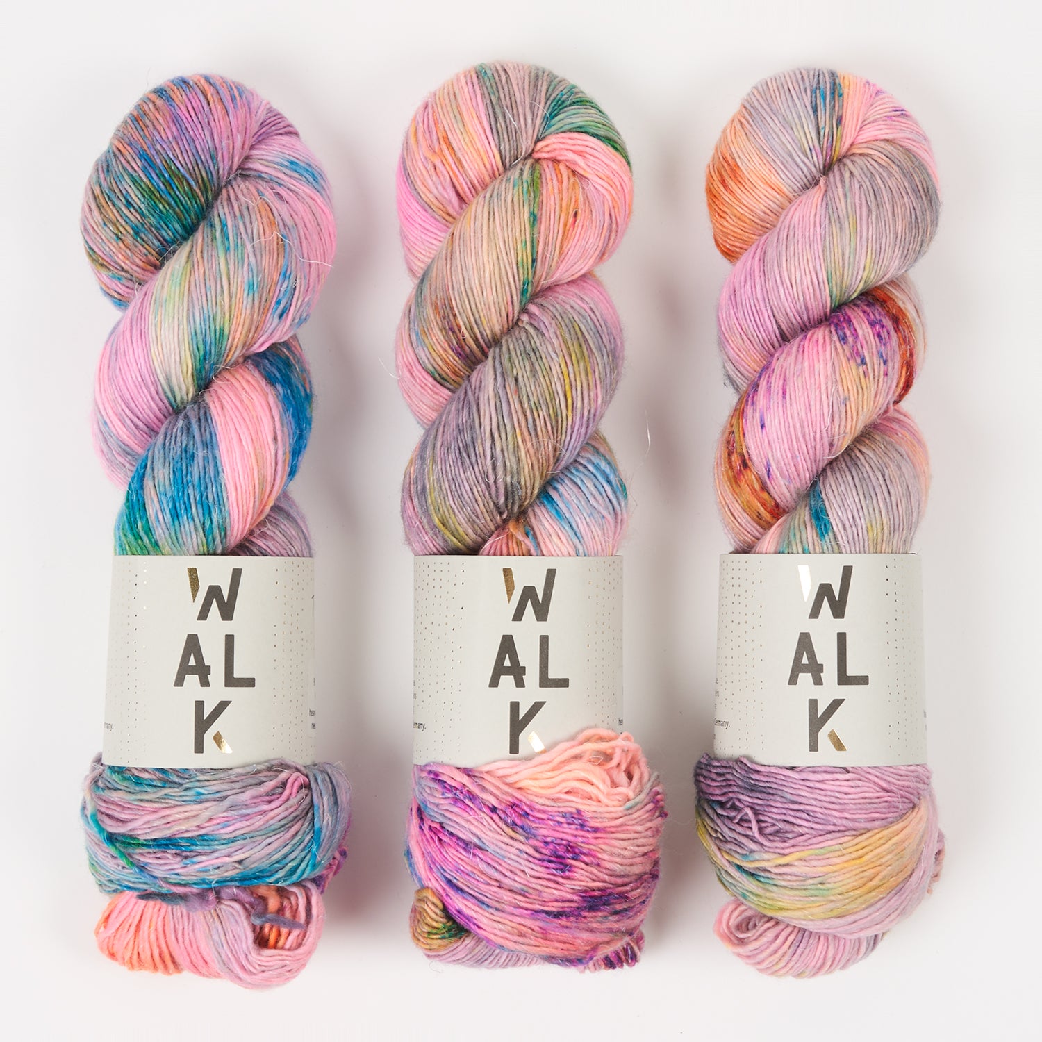 WALK Collection MERLINO - TILLA Merino wool Linen Fingering rainbow pink Yarn