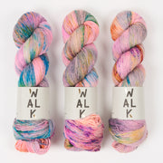 WALK Collection MERLINO - TILLA Merino wool Linen Fingering rainbow pink Yarn