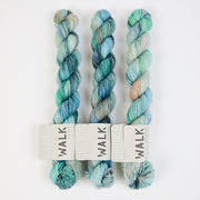 WALK Collection TOUGH SOCK MINI - AQUARIUS Merino wool Nylon Fingering multicolour blue turquoise Yarn