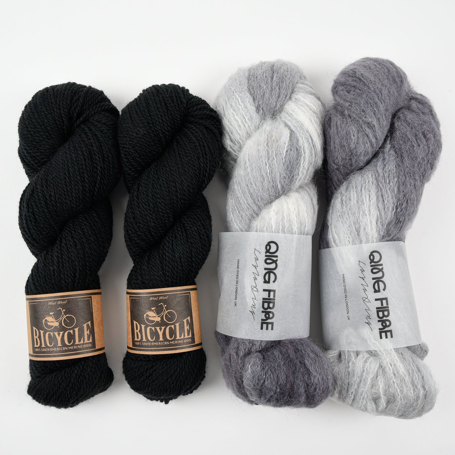 Qing Fibre WANING MOON Alpaca Merino wool Silk Mixed Weight Quick Kits