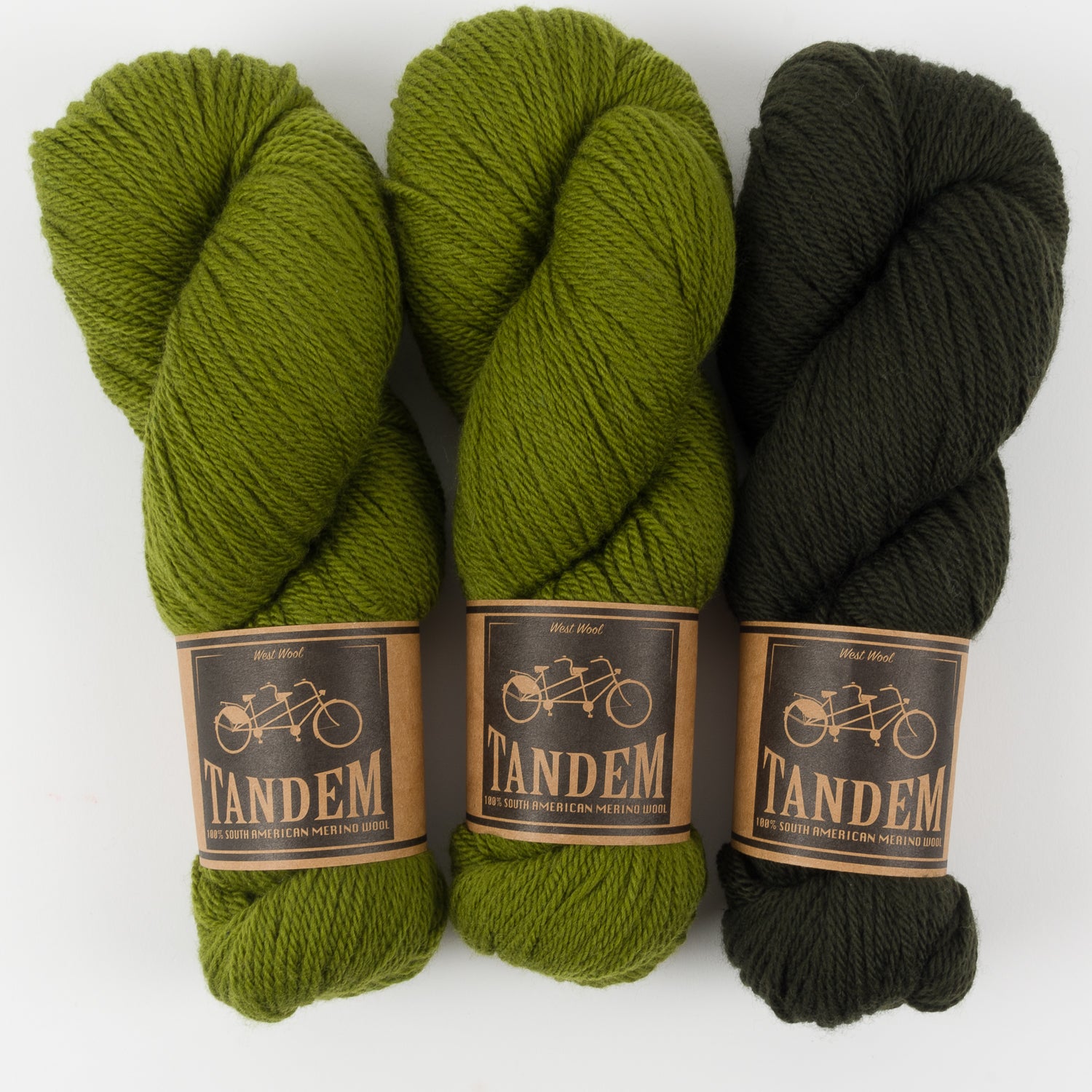 West Wool WARM GREENS Merino wool DK Quick Kits