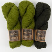 West Wool WARM GREENS Merino wool DK Quick Kits