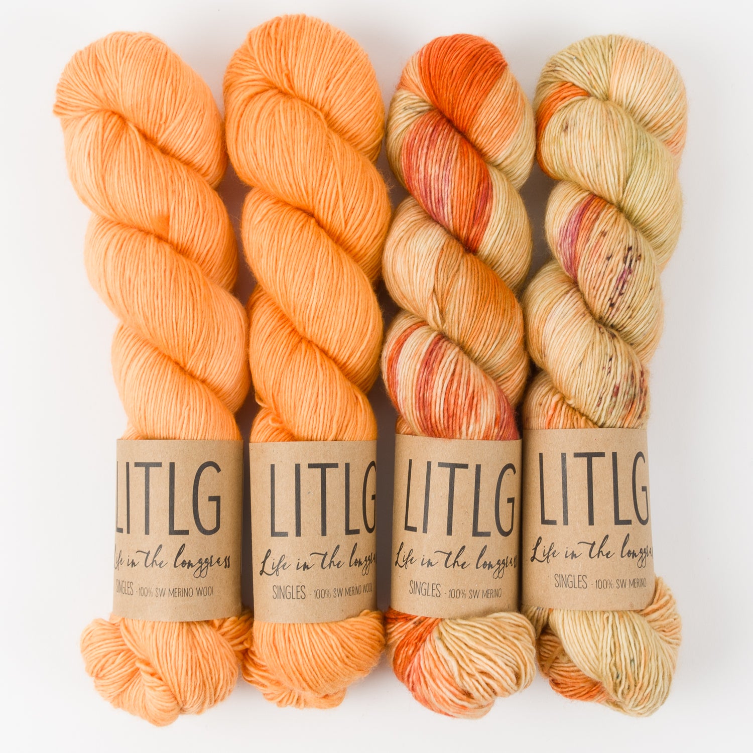 Life in The Long Grass WARM ORANGES Merino wool Fingering Quick Kits