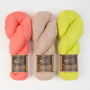 West Wool TANDEM 3 COLOUR 6 SKEINS KITS teal peach coral grey gray-1 beige turquoise yellow orange green Quick Kits