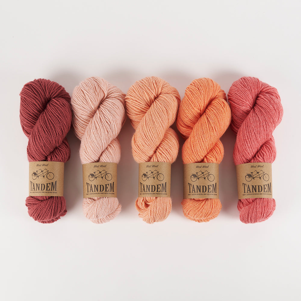 West Wool WESTKNITS GO-TO CARDIGAN - FRUITY MACAROON Merino wool DK pink peach Westknits Kits