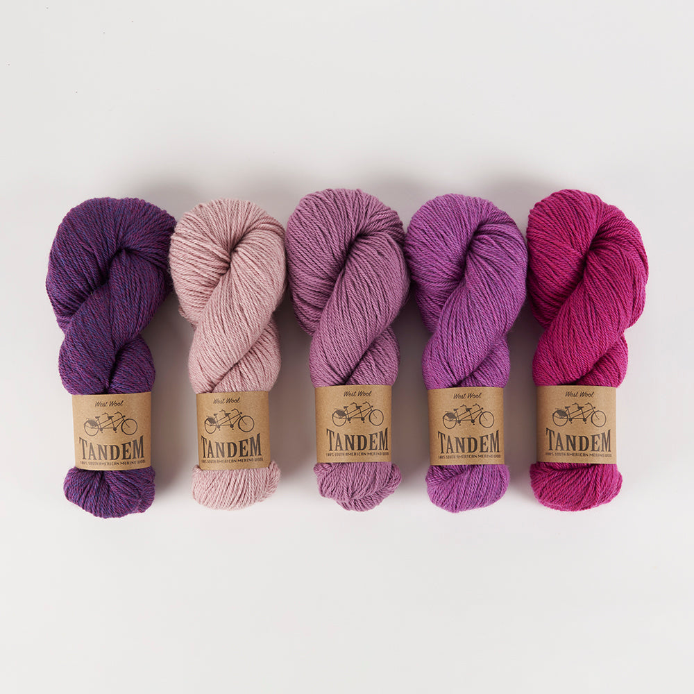 West Wool WESTKNITS GO-TO CARDIGAN - VINTAGE BLOSSOM Merino wool DK purple fuchsia Westknits Kits