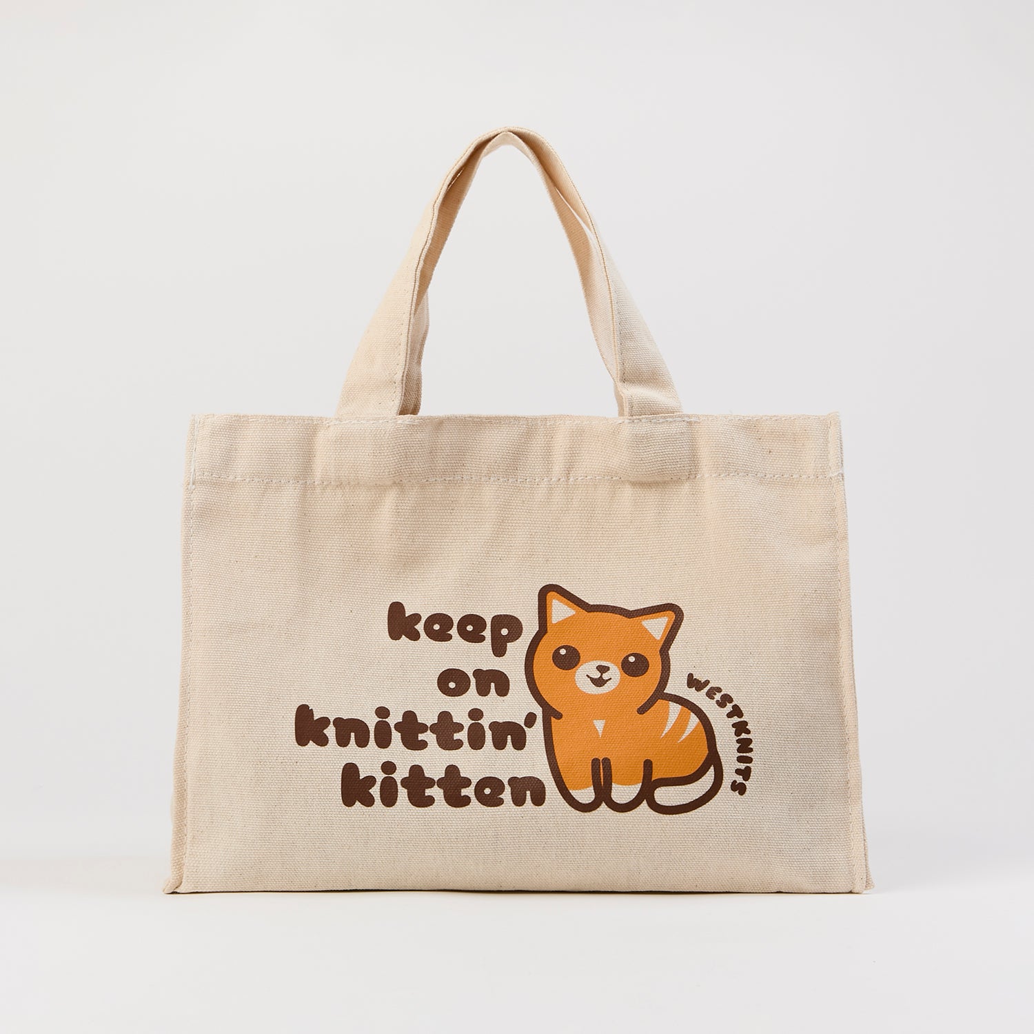 Westknits Project Bags WESTKNITS PROJECT BAG - KEEP ON KNITTIN' KITTEN cream yellow Project Bags
