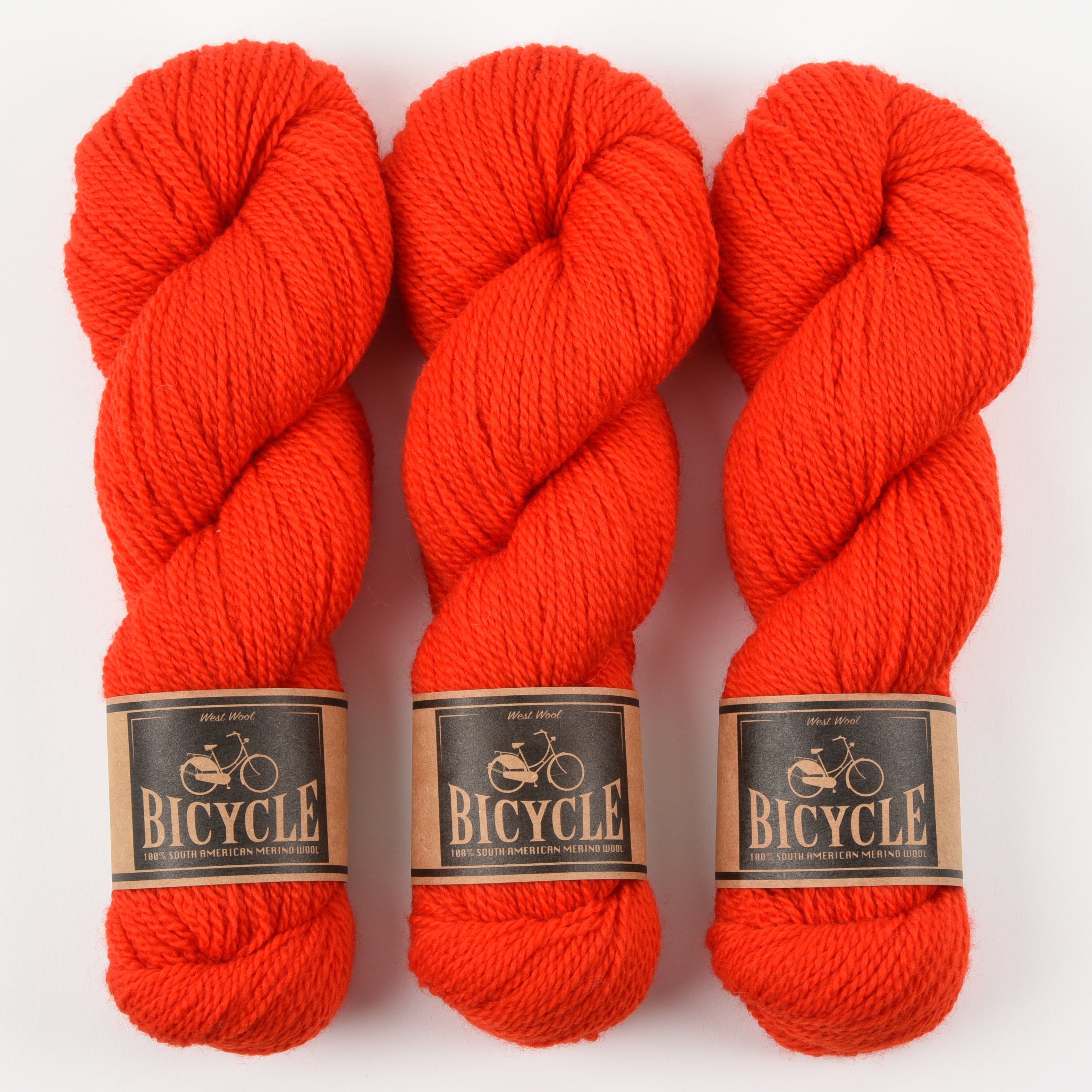 West Wool BICYCLE - RED HOT Merino wool Fingering red Yarn
