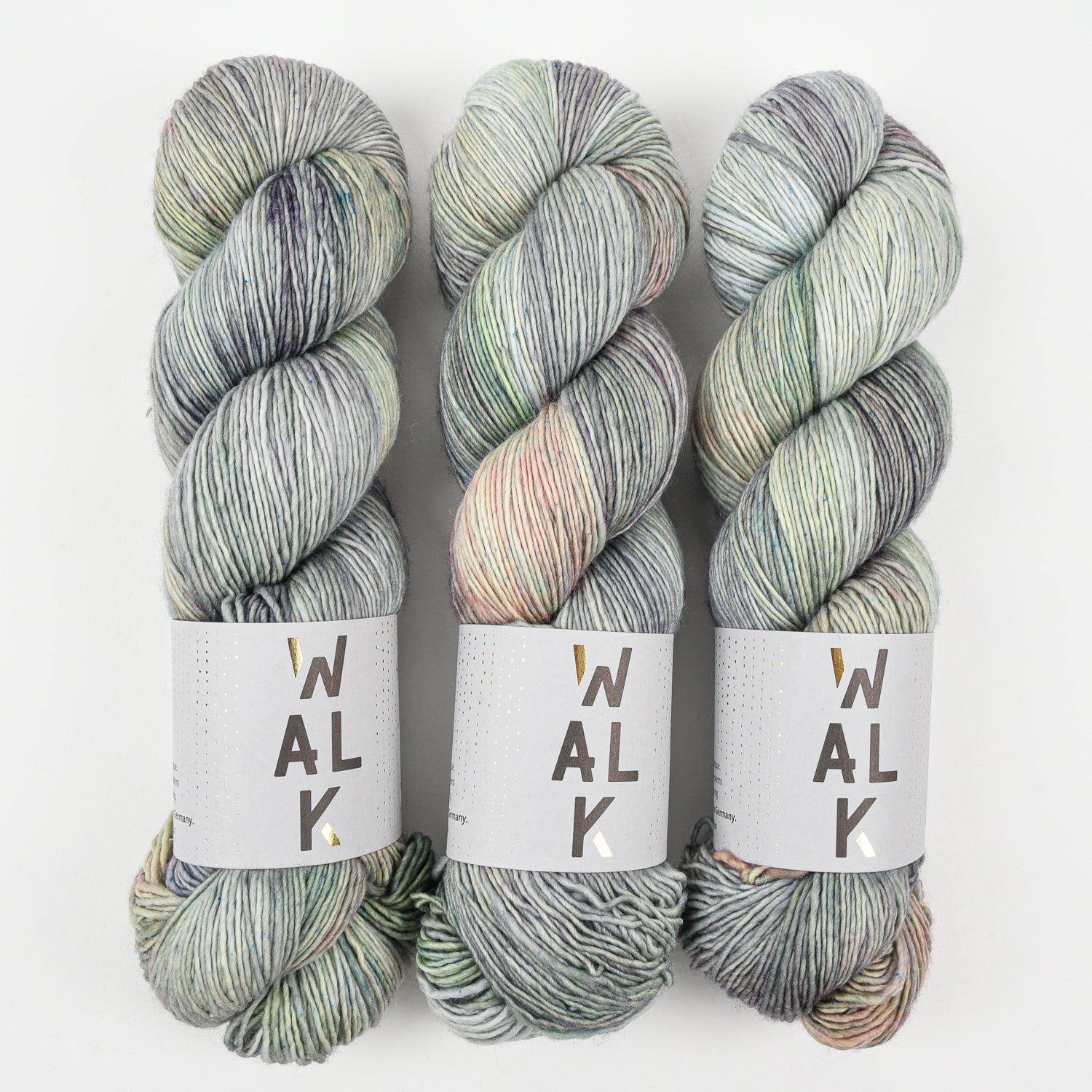 WALK Collection COTTAGE MERINO - FROSTED MOSS Merino wool Fingering grey multicolour Yarn