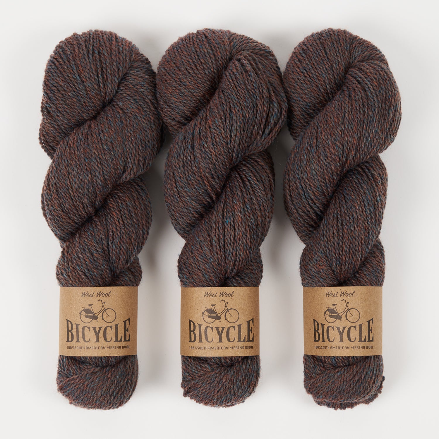 West Wool BICYCLE - BLUEBIRD Merino wool Fingering brown Yarn