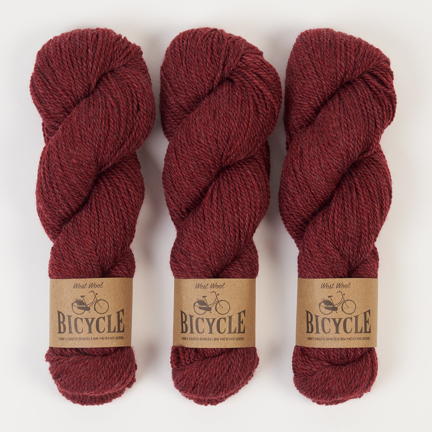 West Wool BICYCLE - BORDEAUX Merino wool Fingering red Yarn