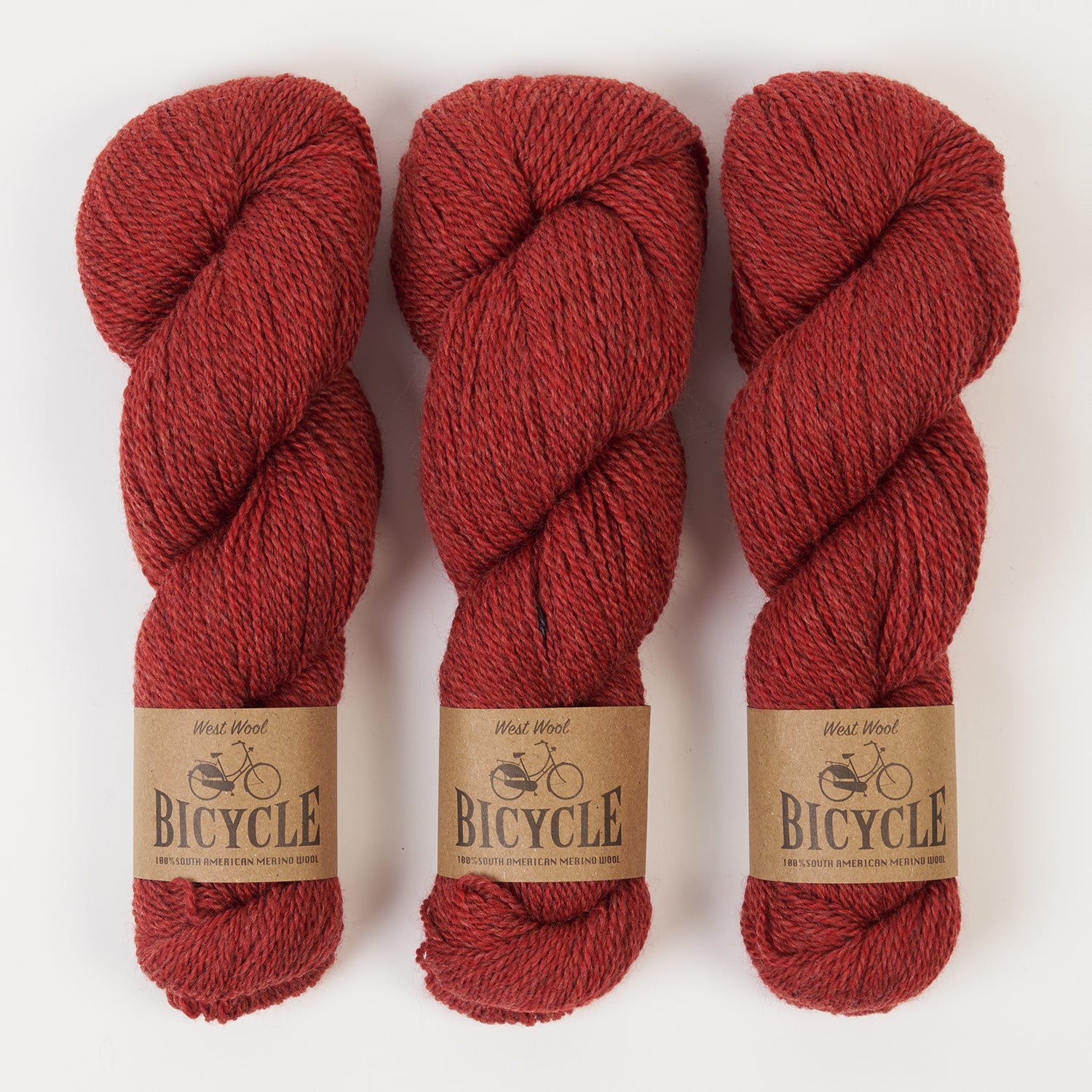 West Wool BICYCLE - CRIMSON Merino wool Fingering red Yarn