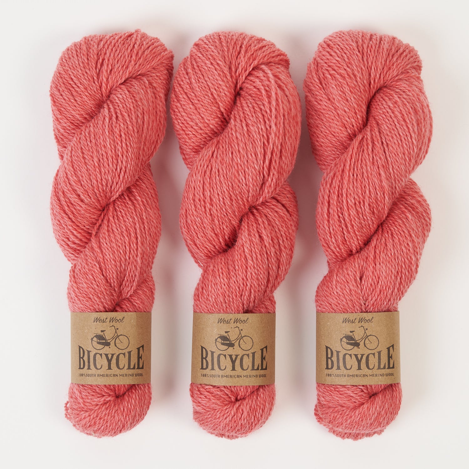 West Wool BICYCLE - HIBISCUS Merino wool Fingering coral Yarn