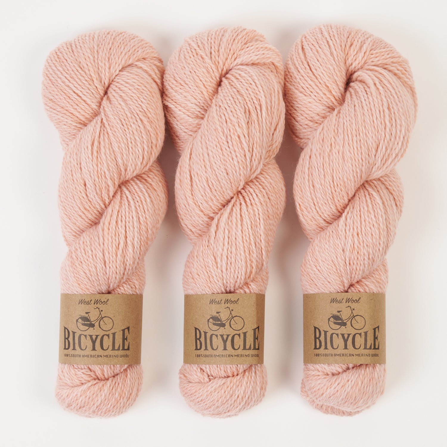 West Wool BICYCLE - MACAROON Merino wool Fingering pink peach Yarn