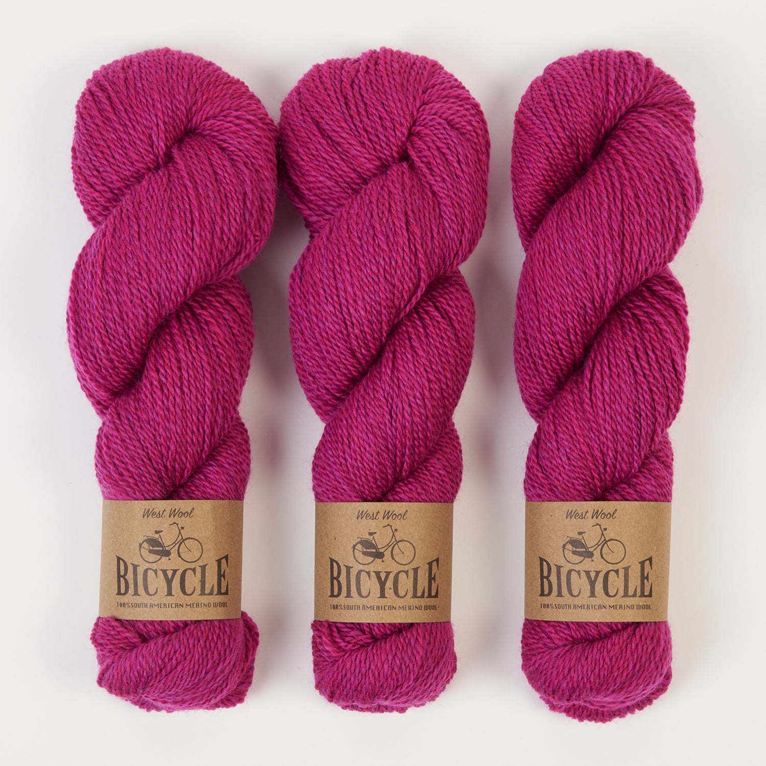 West Wool BICYCLE - MAGENTA Merino wool Fingering pink Yarn