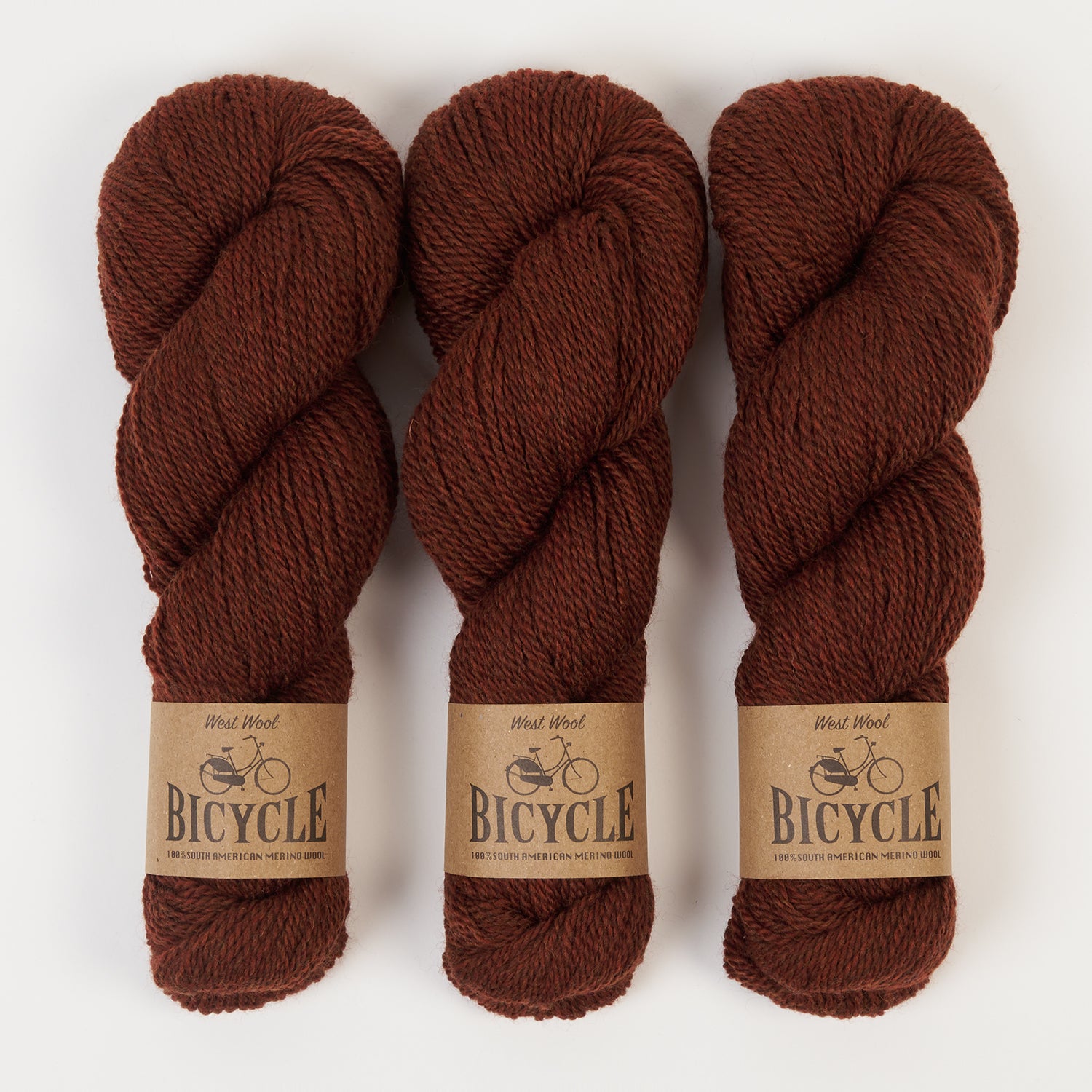 West Wool BICYCLE - MAHOGANY Merino wool Fingering brown Yarn