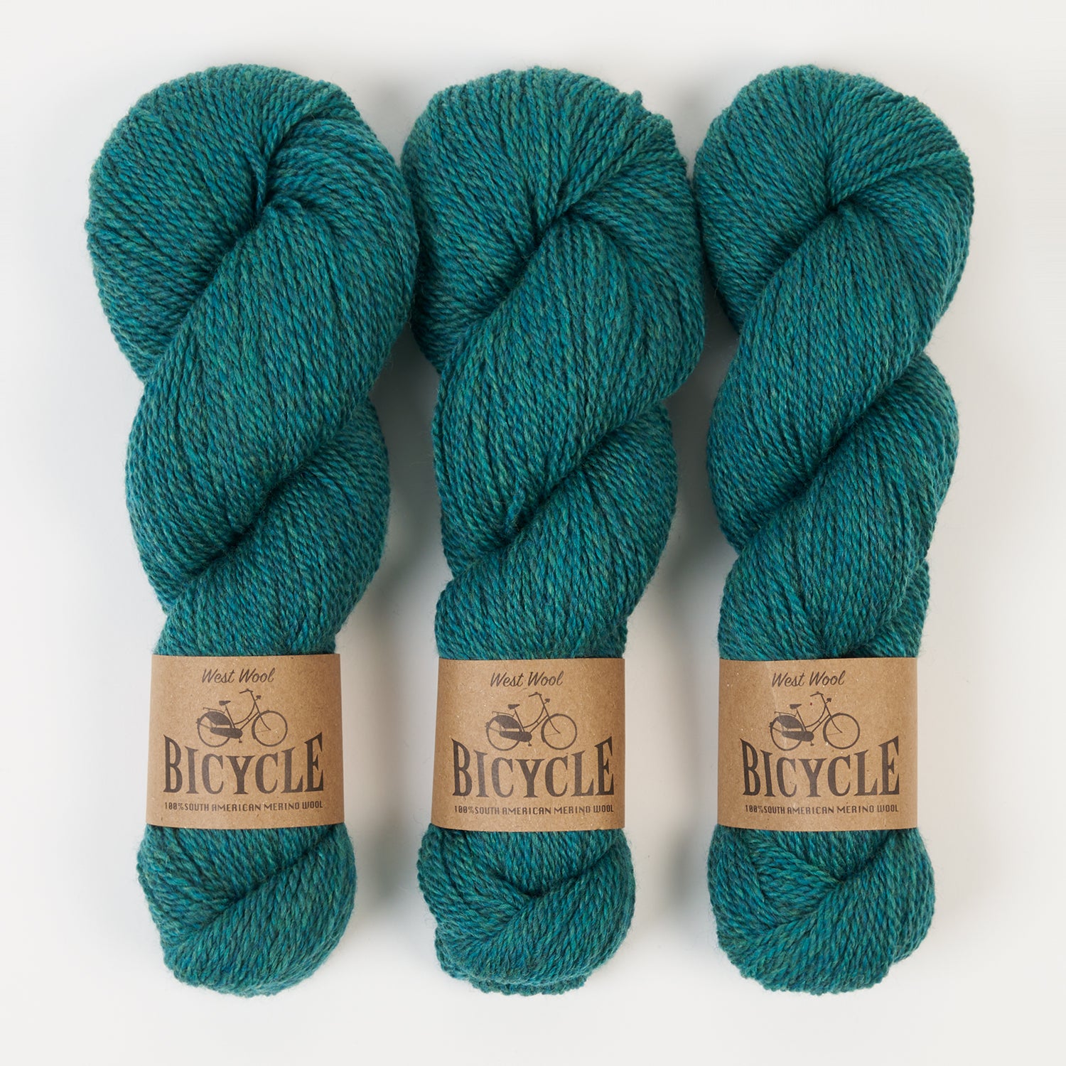 West Wool BICYCLE - MALLARD Merino wool Fingering green blue Yarn