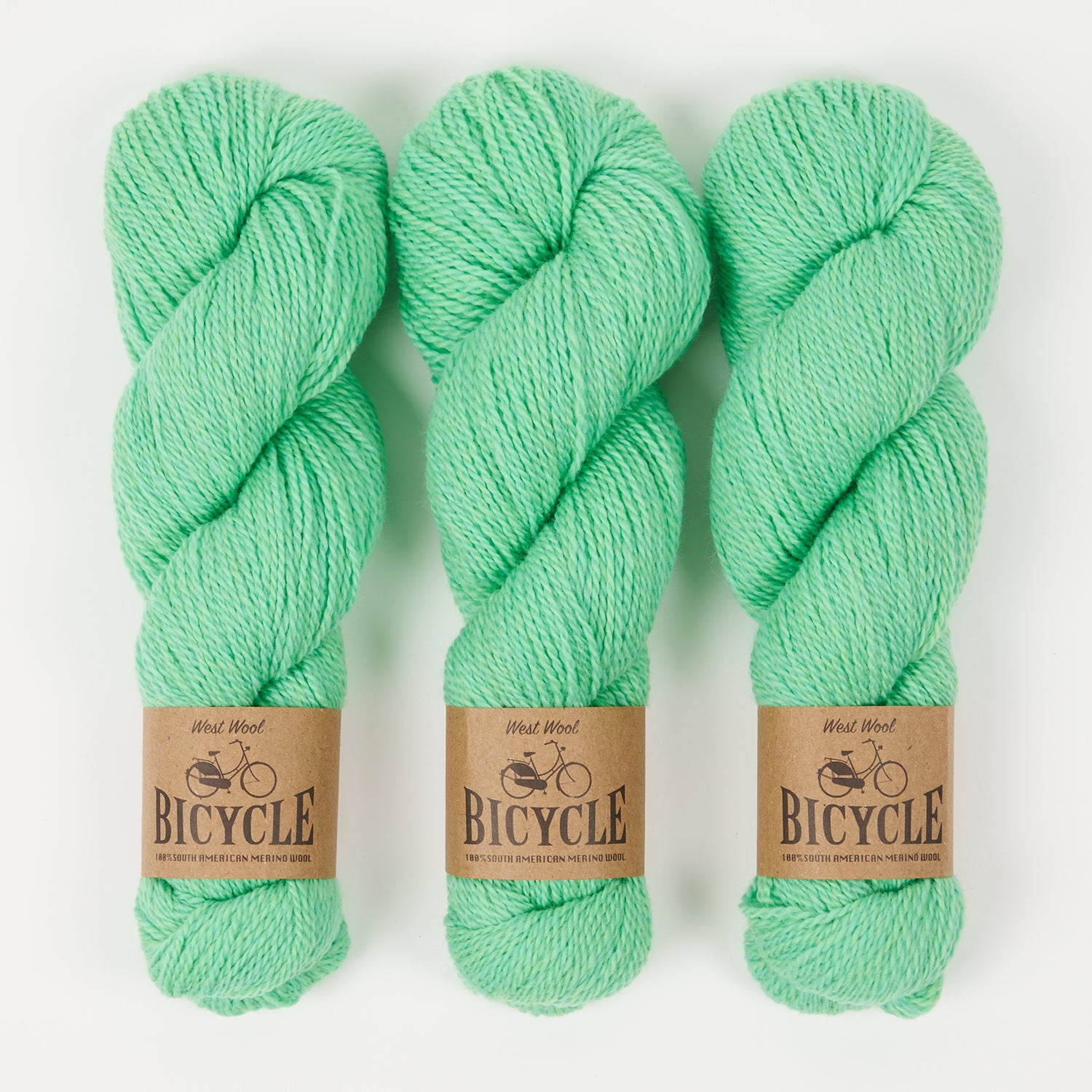 West Wool BICYCLE - MINTY Merino wool Fingering green Yarn