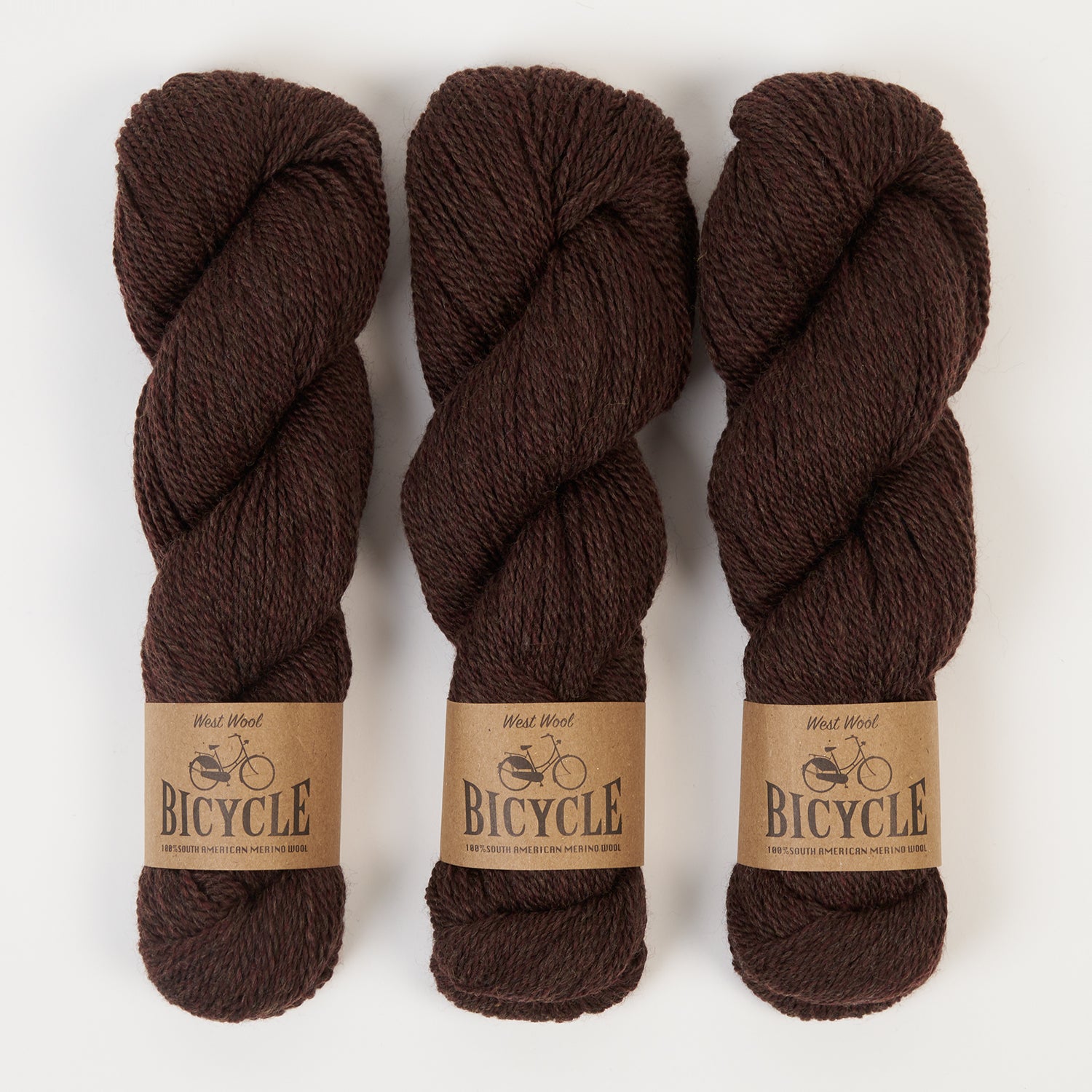 West Wool BICYCLE - PEAT Merino wool Fingering brown Yarn