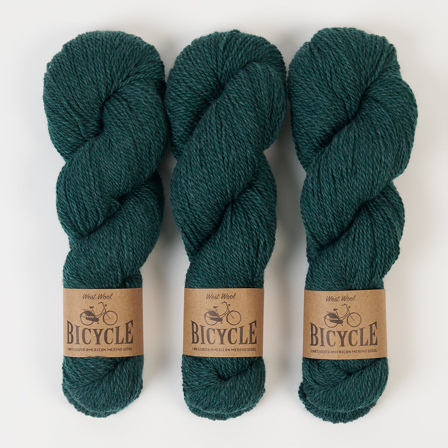 West Wool BICYCLE - PINE Merino wool Fingering green Yarn