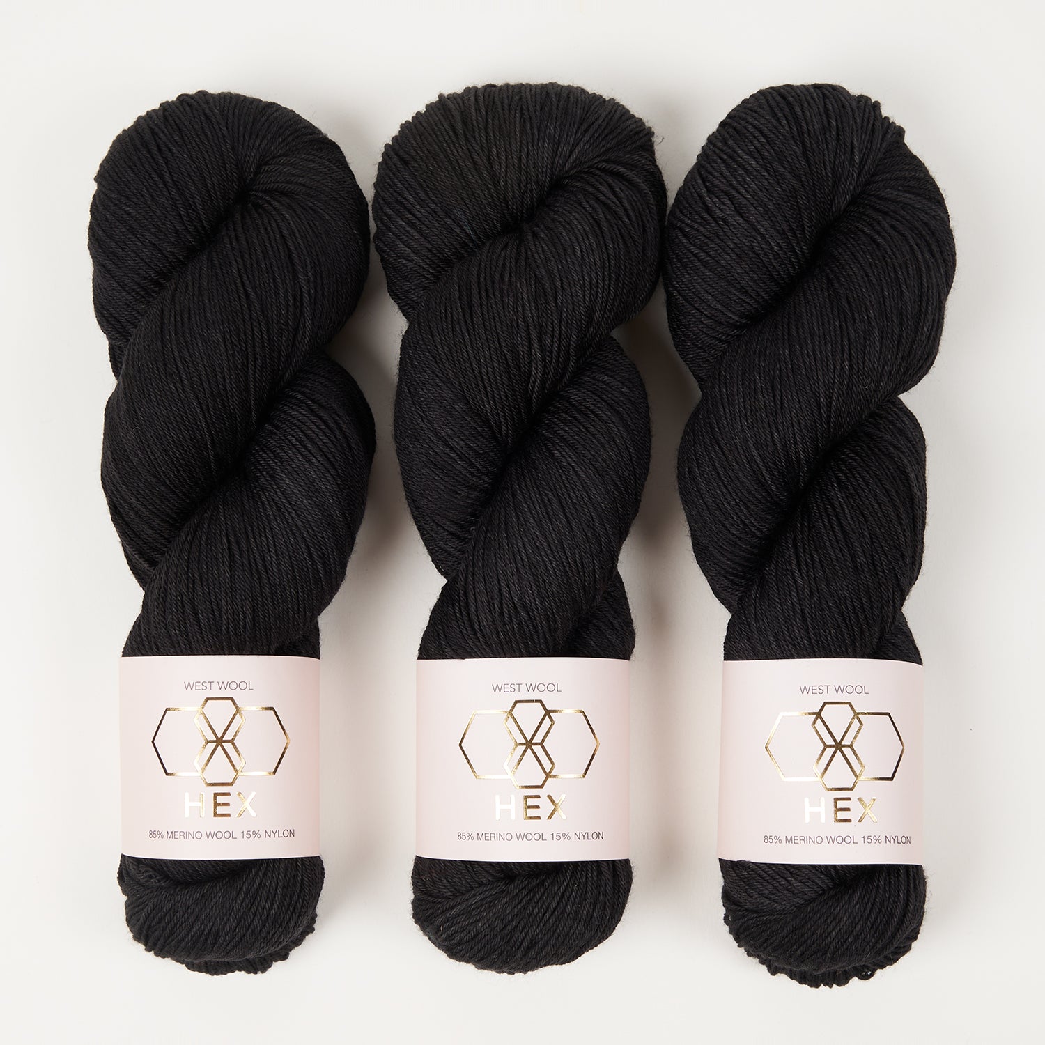 West Wool HEX - ARCHITECT Merino wool Nylon Fingering black Yarn