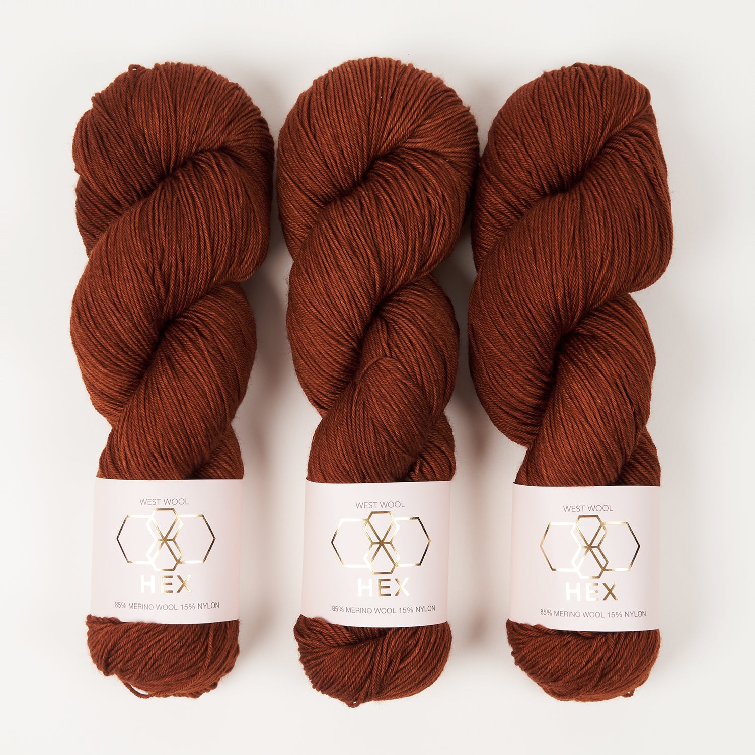 West Wool HEX - AUBURN Merino wool Nylon Fingering brown Yarn