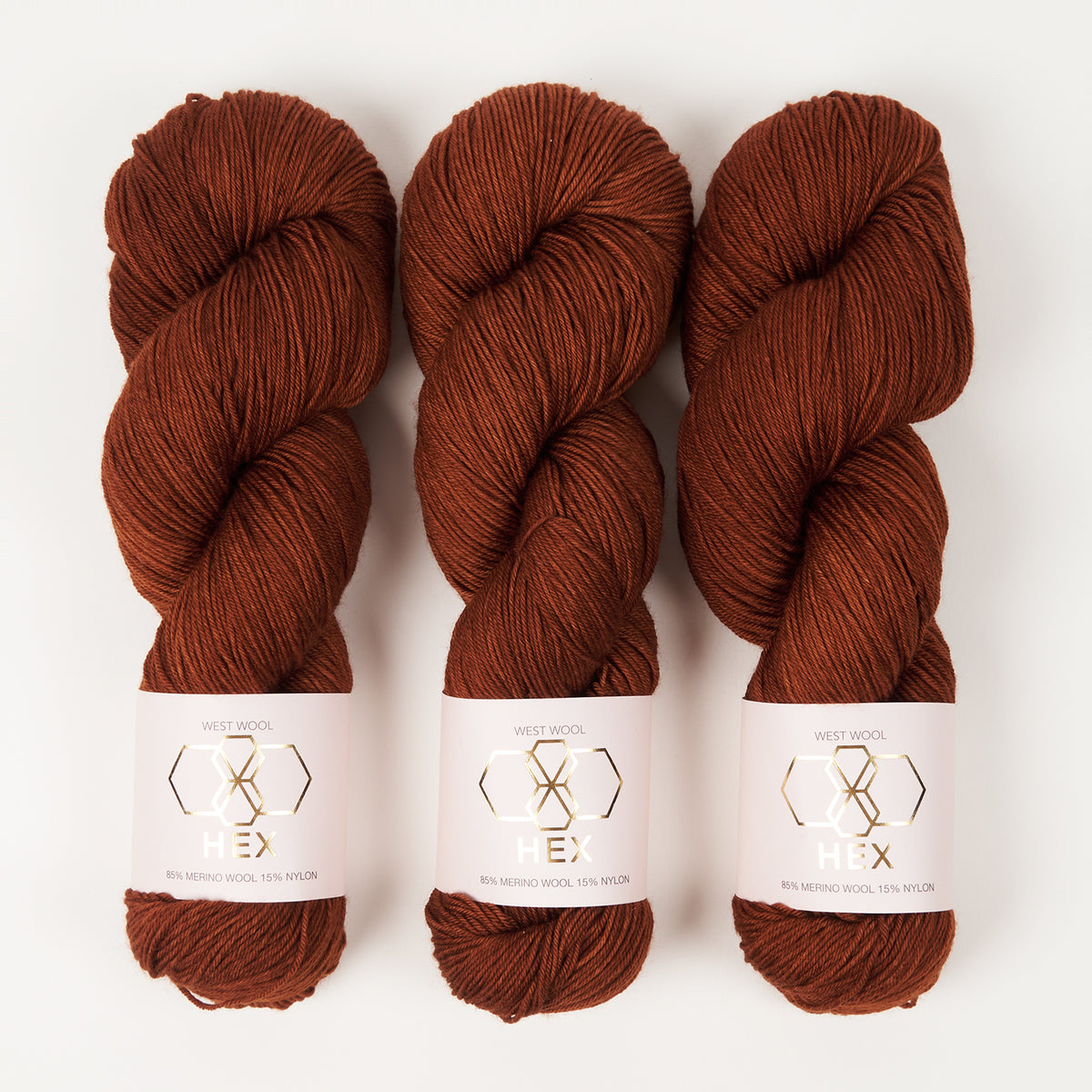 West Wool HEX - AUBURN Merino wool Nylon Fingering brown Yarn