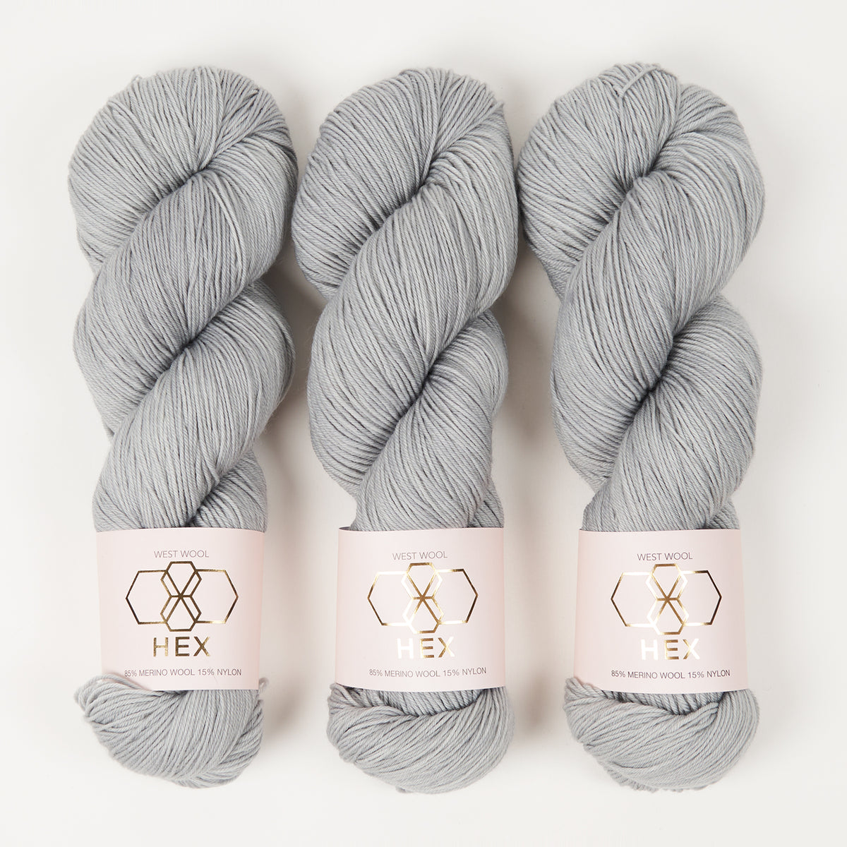 West Wool HEX - DUTCH SKY Merino wool Nylon Fingering grey Yarn