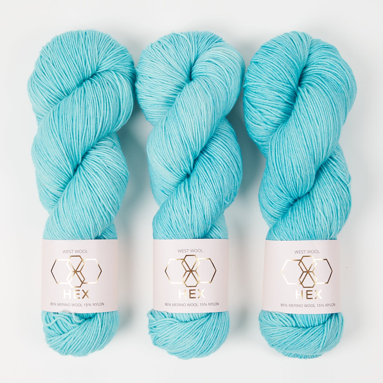 West Wool HEX - AQUAMARINE Merino wool Nylon Fingering turquoise Yarn