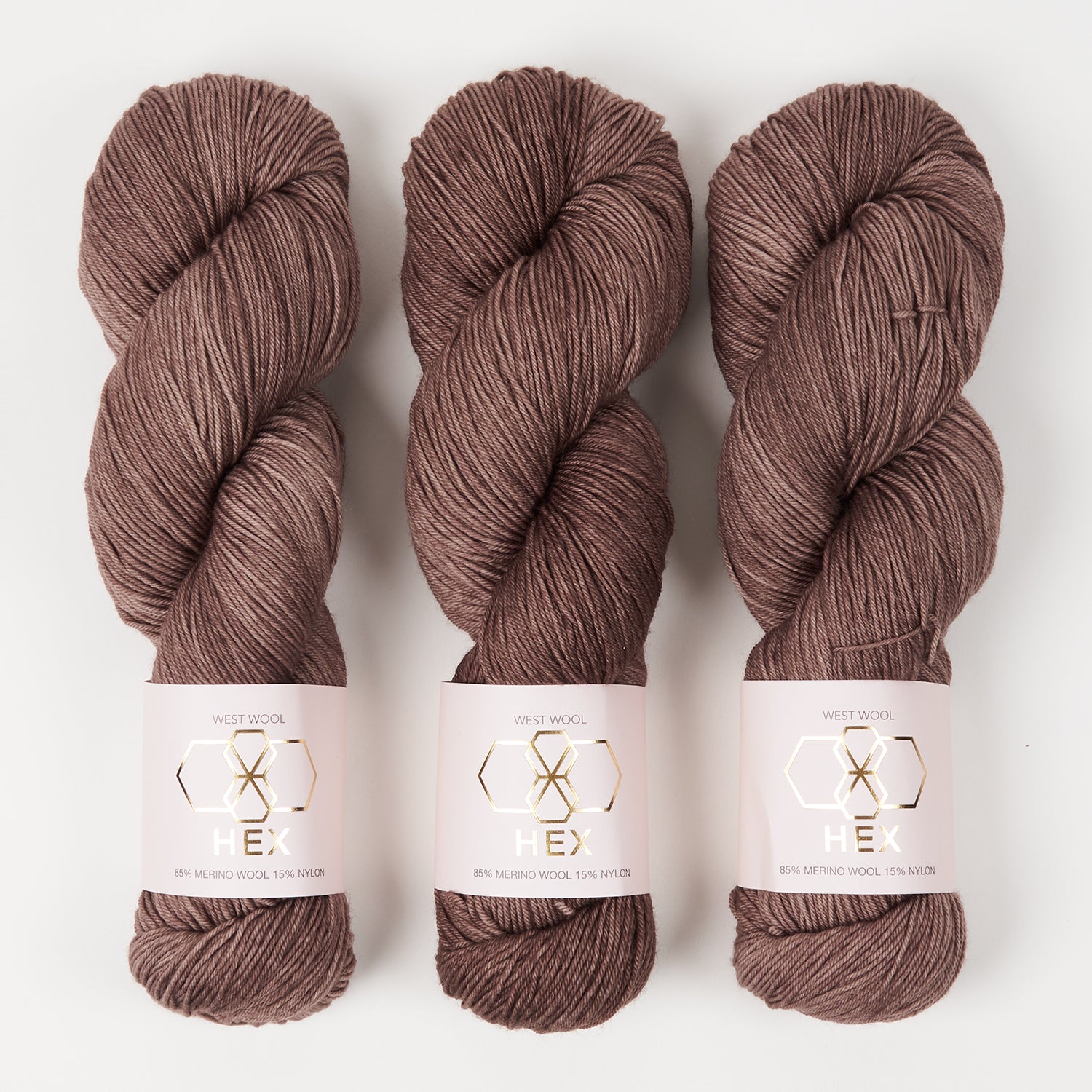 West Wool HEX - BURR WOOD Merino wool Nylon Fingering brown Yarn
