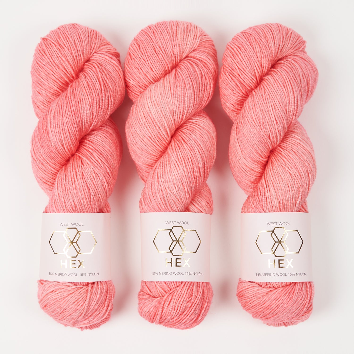 West Wool HEX - GUAVA Merino wool Nylon Fingering coral Yarn