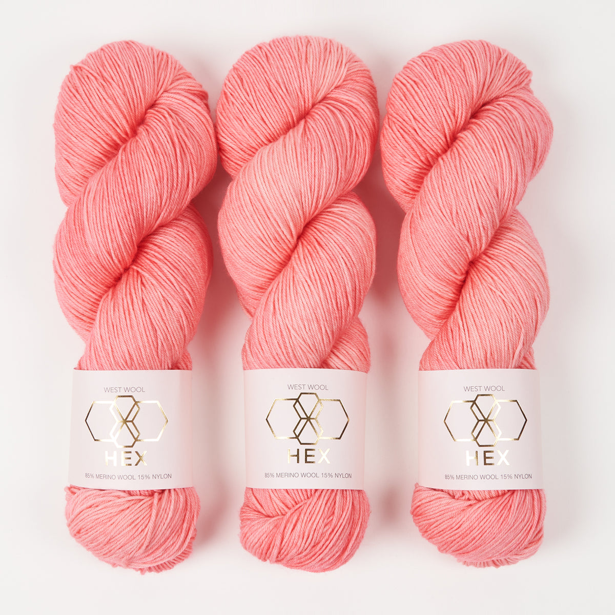 West Wool HEX - GUAVA Merino wool Nylon Fingering coral Yarn