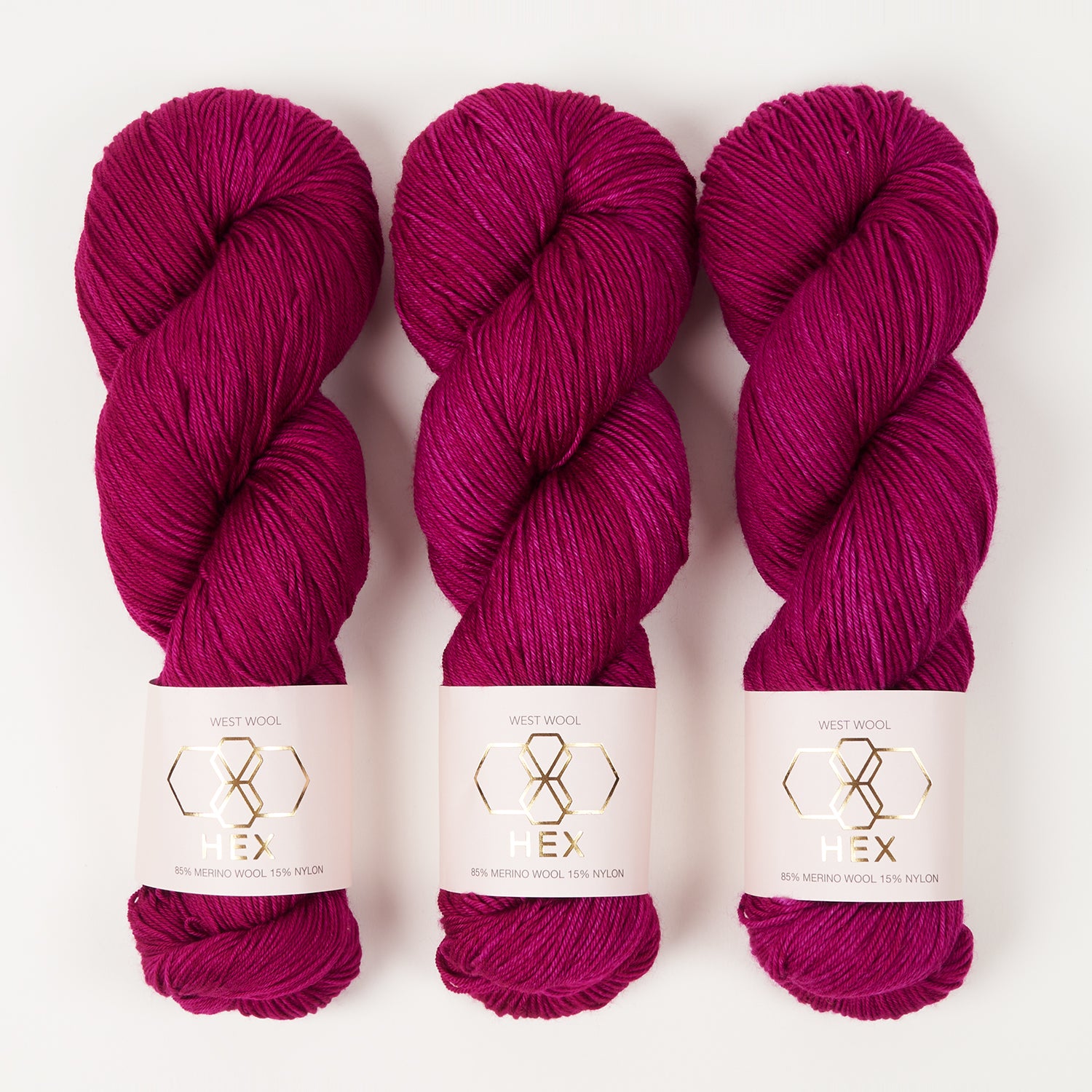 West Wool HEX - VIMTO Merino wool Nylon Fingering fuchsia pink Yarn