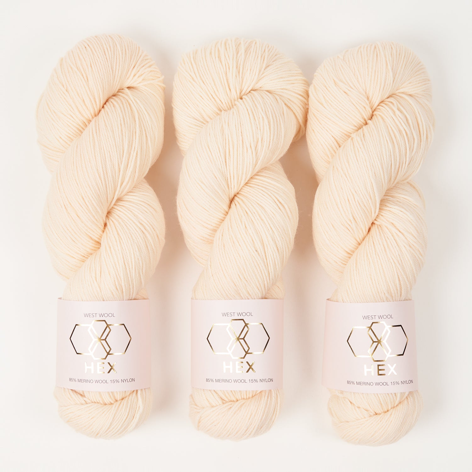 West Wool HEX - WHITE PEACH Merino wool Nylon Fingering peach Yarn
