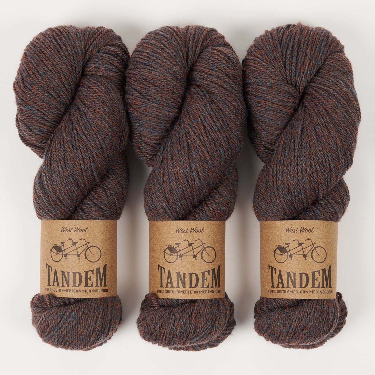 West Wool TANDEM - BLUEBIRD Merino wool DK brown Yarn