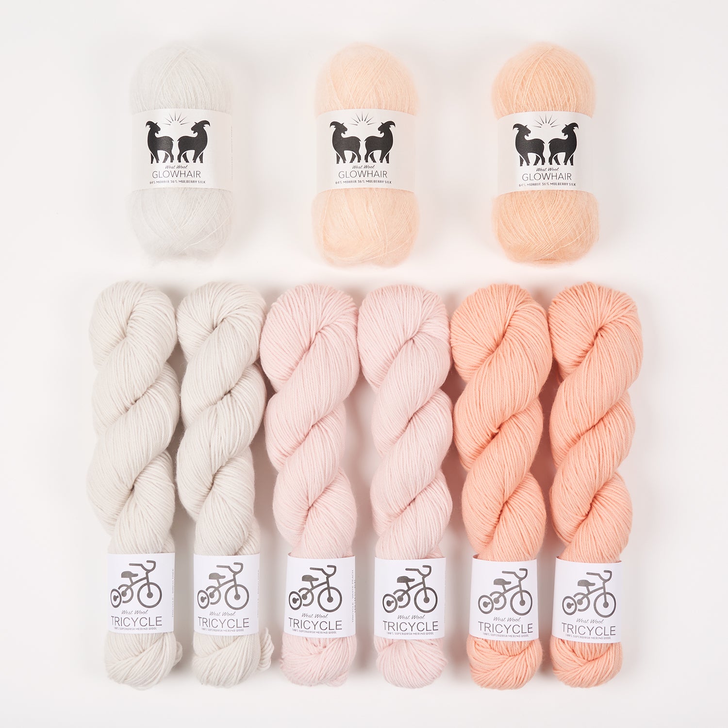 West Wool WESTKNITS KIT - BIRCH FROST Mohair Silk Merino wool Lace Fingering pink Westknits Kits